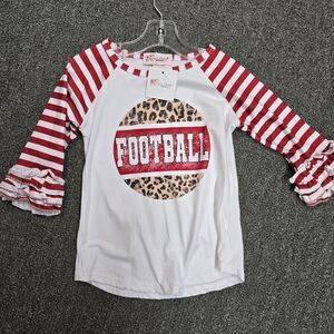 Football Long Sleeve Kids Tee - Red and White